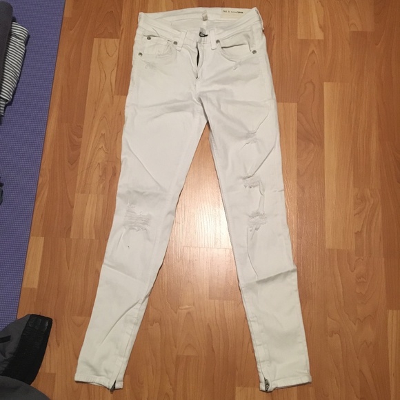 Rag & Bone white distressed zipper capri jeans - Picture 3 of 10